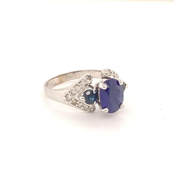 Diamond Sapphire Ring 14k Gold 3.31 TCW Women Certified $2,800 912271 - Picture 7 of 15
